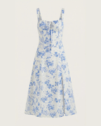 Audrey Women's Floral Midi Dress – Sweetheart Neckline, Adjustable Back, and A-Line Cut