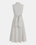 Samantha Vestido Midi de Algodón Mujer – Cuello Alto, Sin Mangas y Corte Entallado