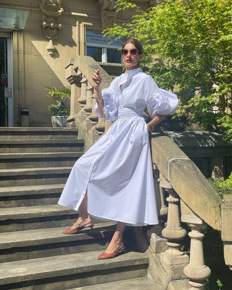 Marissa Vestido Maxi de Algodón Mujer – Algodón Egipcio, Cinturón y Bolsillos