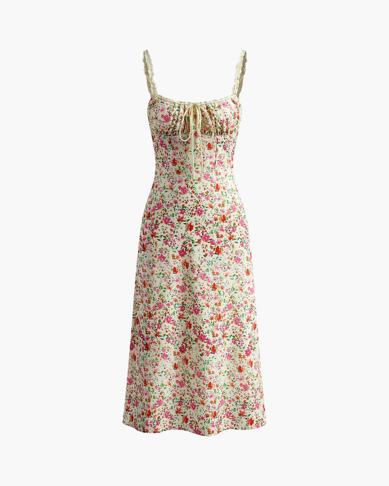 Elena Vestido Midi de Rayón Mujer – Sin Mangas, Escote Bajo y Corte Regular