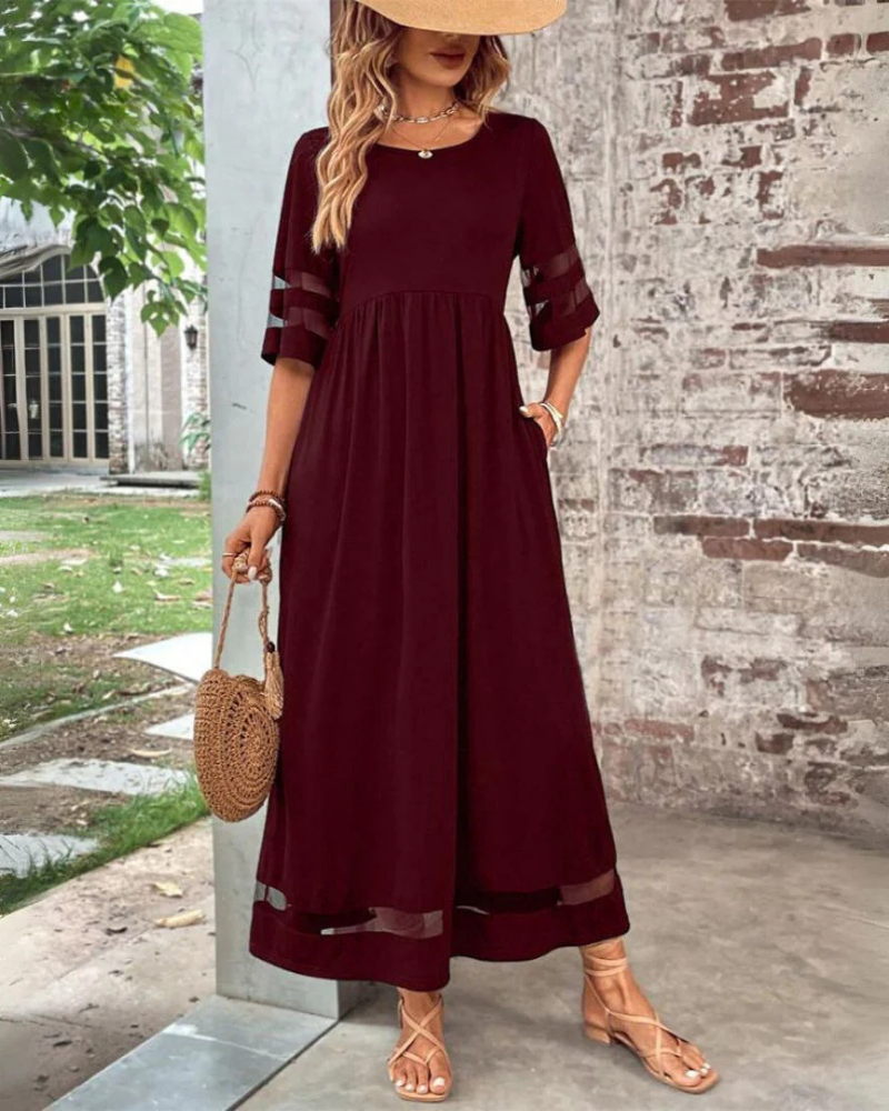 Colette Vestido Midi Mujer – Cintura Imperio, Corte Holgado y Falda Fluida