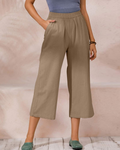 Piper Pantalón Algodón Mujer – Pierna Ancha con Cintura Elástica y Bolsillos
