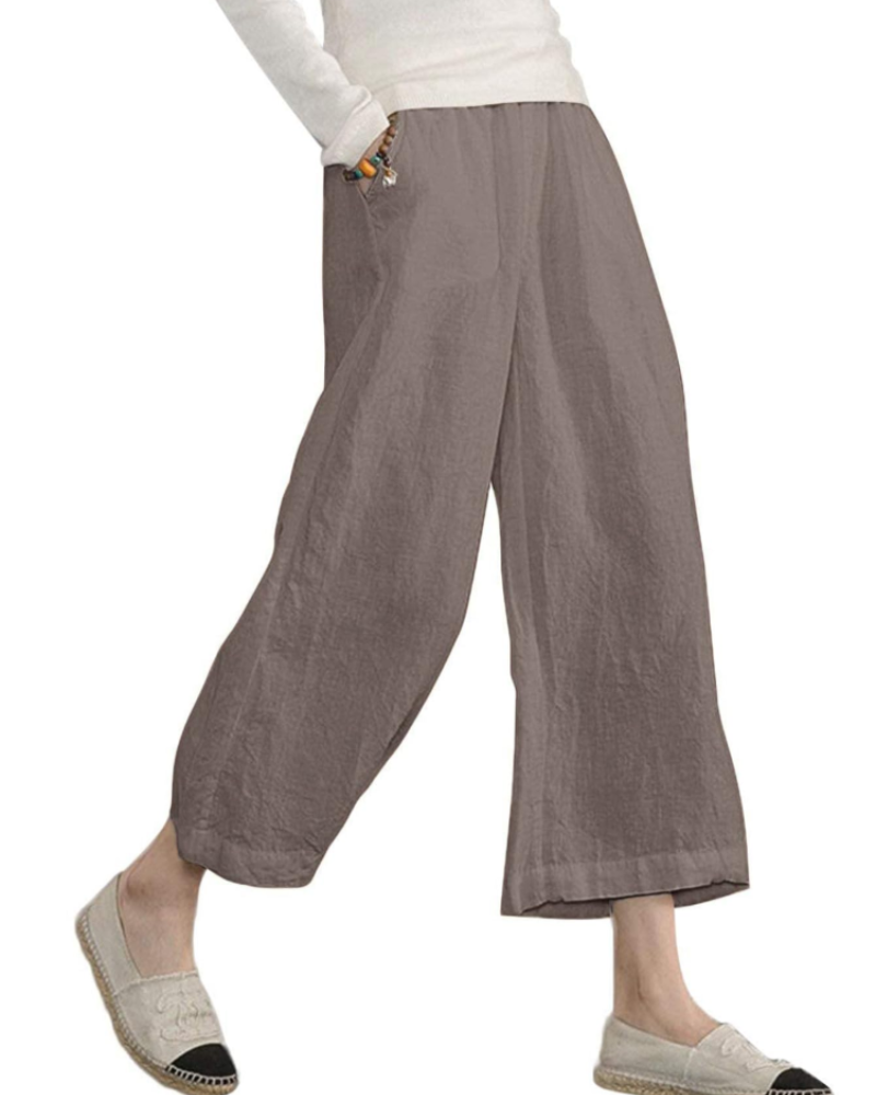 Piper Pantalón Algodón Mujer – Pierna Ancha con Cintura Elástica y Bolsillos