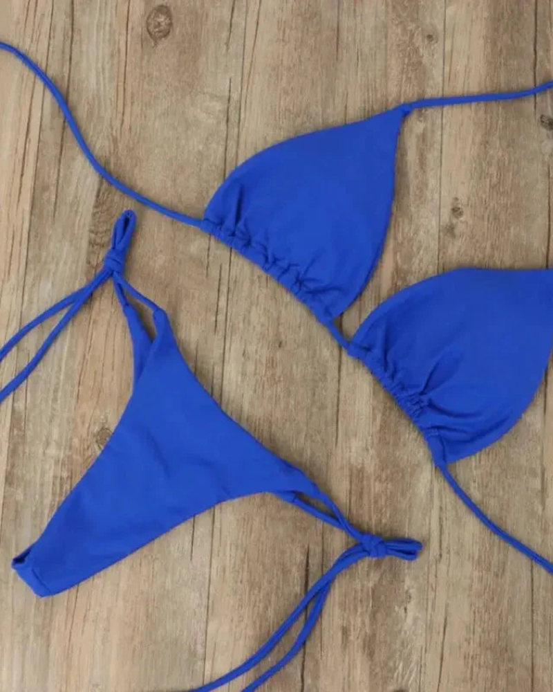 Stella Bikini Dorado Mujer – Conjunto Brillante con Tejido Elástico y Ajuste Favorecedor