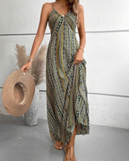 Robe Maxi Bohème pour Femme Amelia – Robe d'Été Sans Manches à Col V pour la Plage