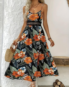 Paige Robe Maxi Fleurie Femme – Bretelles Fines, Col U et Silhouette Fluide