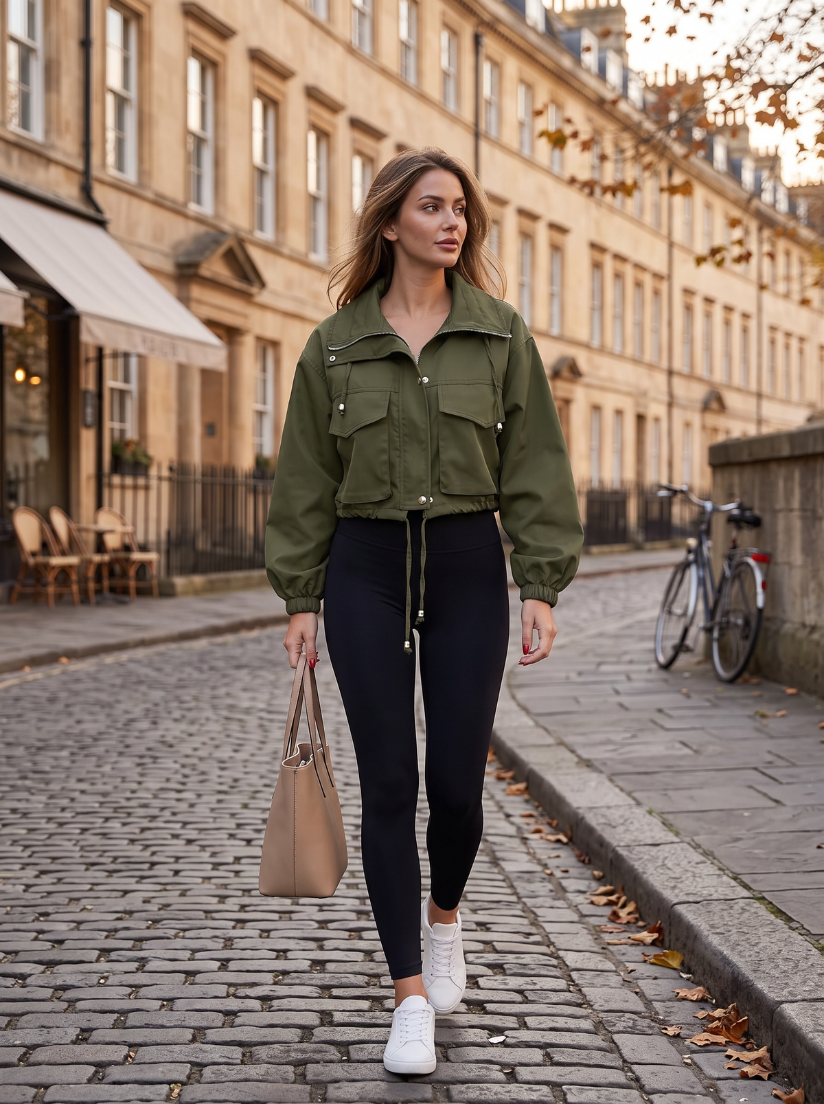 Chaqueta Sofía para Mujer – Cintura con cordón, Cierre de botones a presión y Bolsillos prácticos
