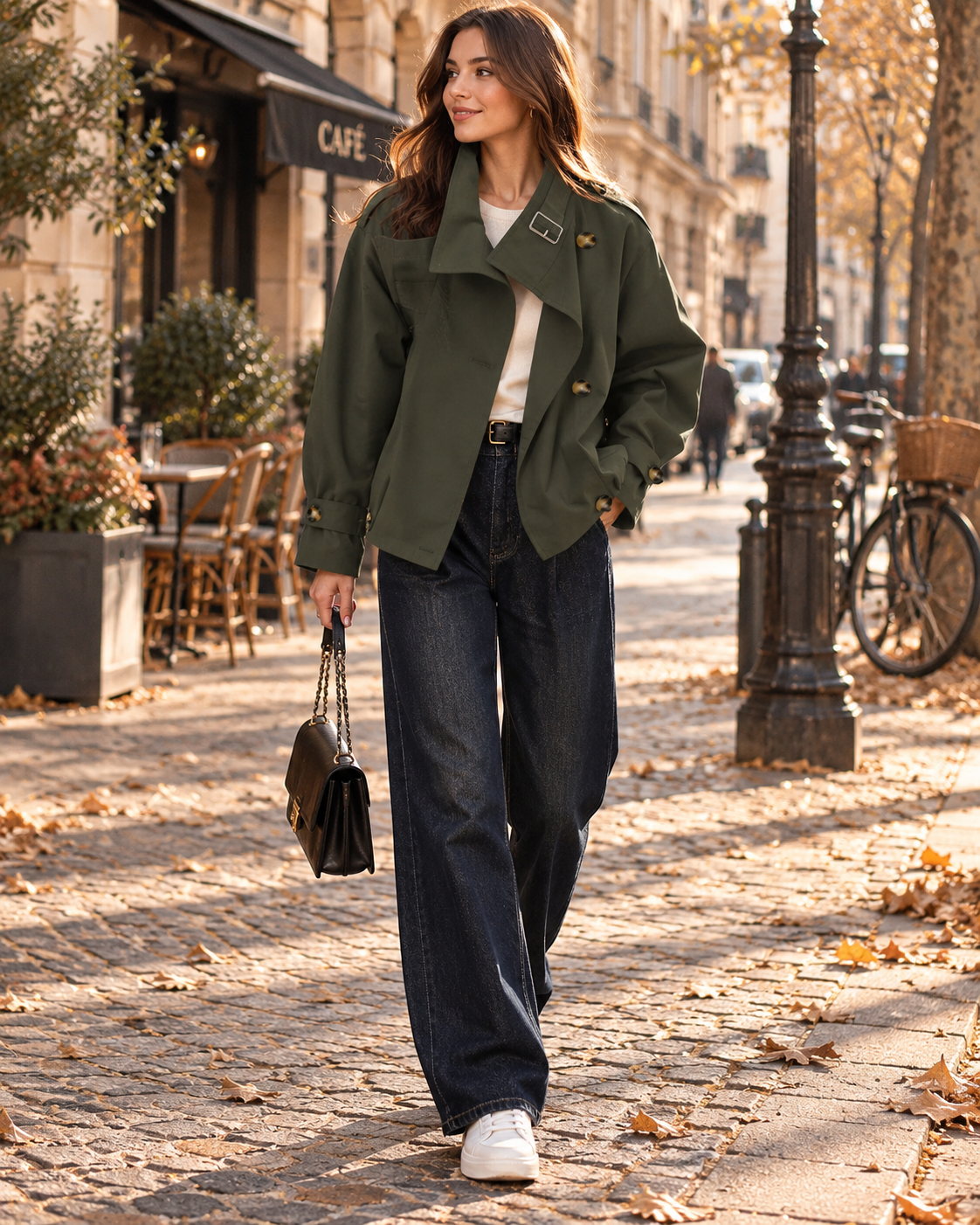 Chaqueta Sara para Mujer – Mangas largas, Corte regular y Mezcla de algodón