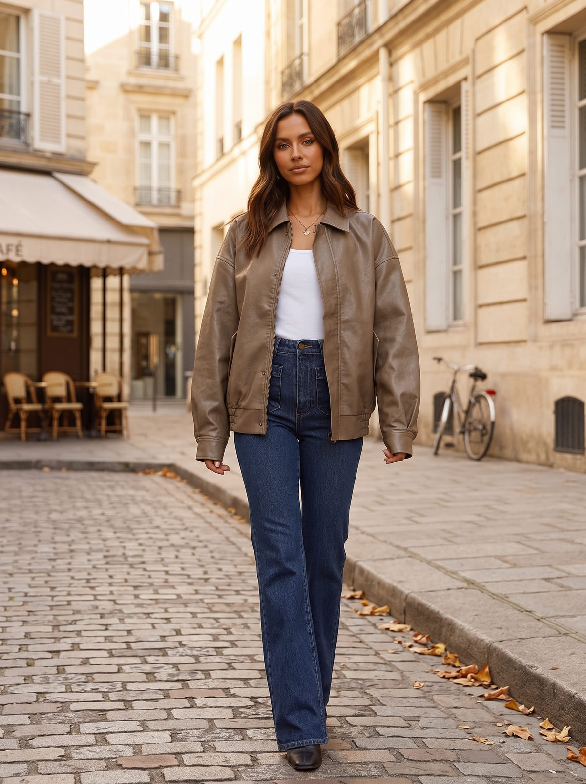 Chaqueta Victoria para Mujer – Silueta holgada, Bolsillos laterales y Mangas largas