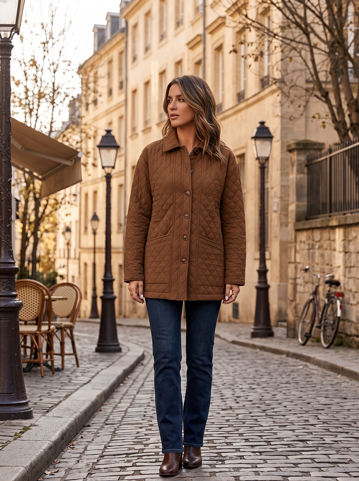 Chaqueta Alba para Mujer – Cierre de botones, Cuello mao y Bolsillos prácticos