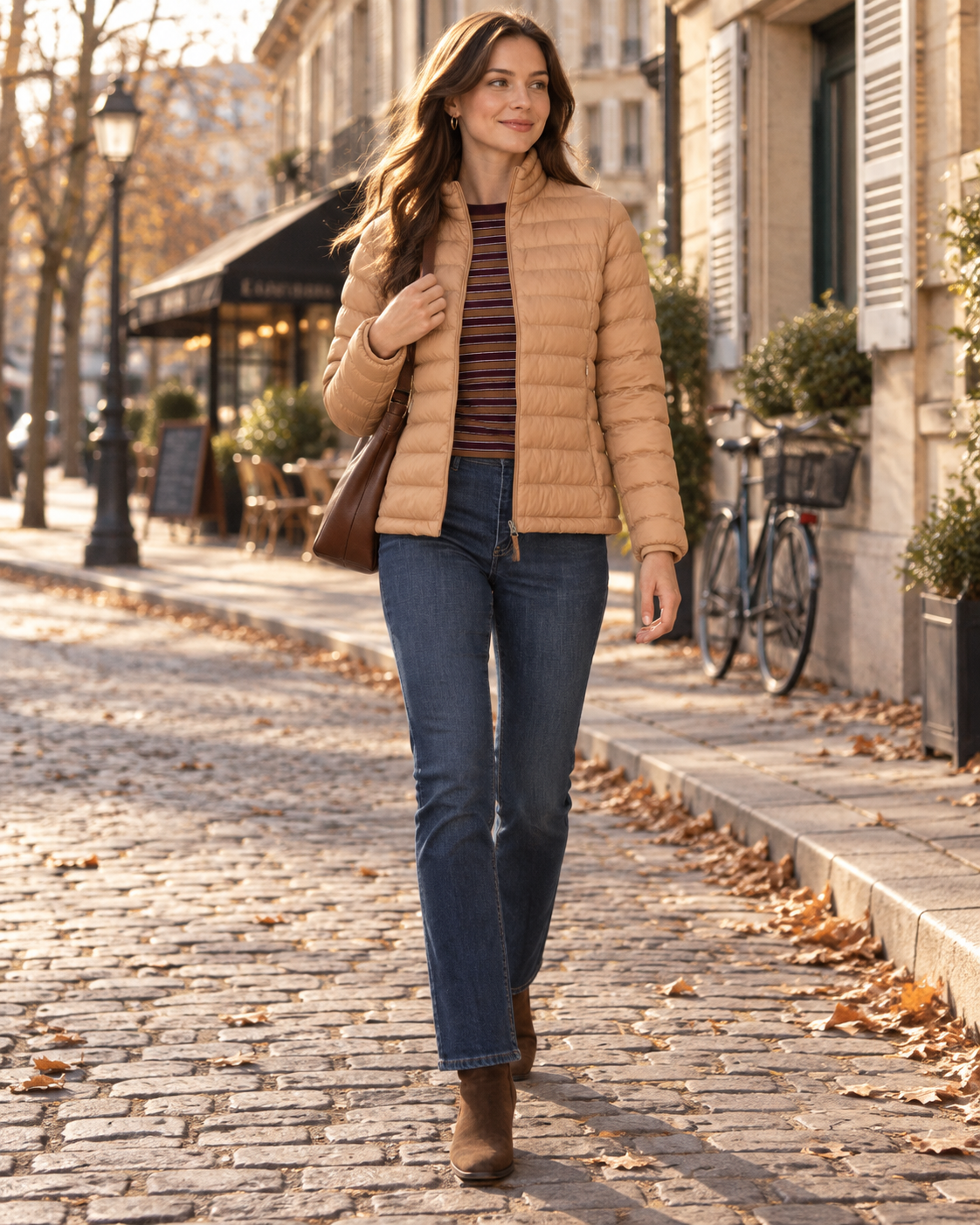 Chaqueta acolchada Isabel para Mujer – Cuello mao, Bolsillos con cremallera y Cuello alto
