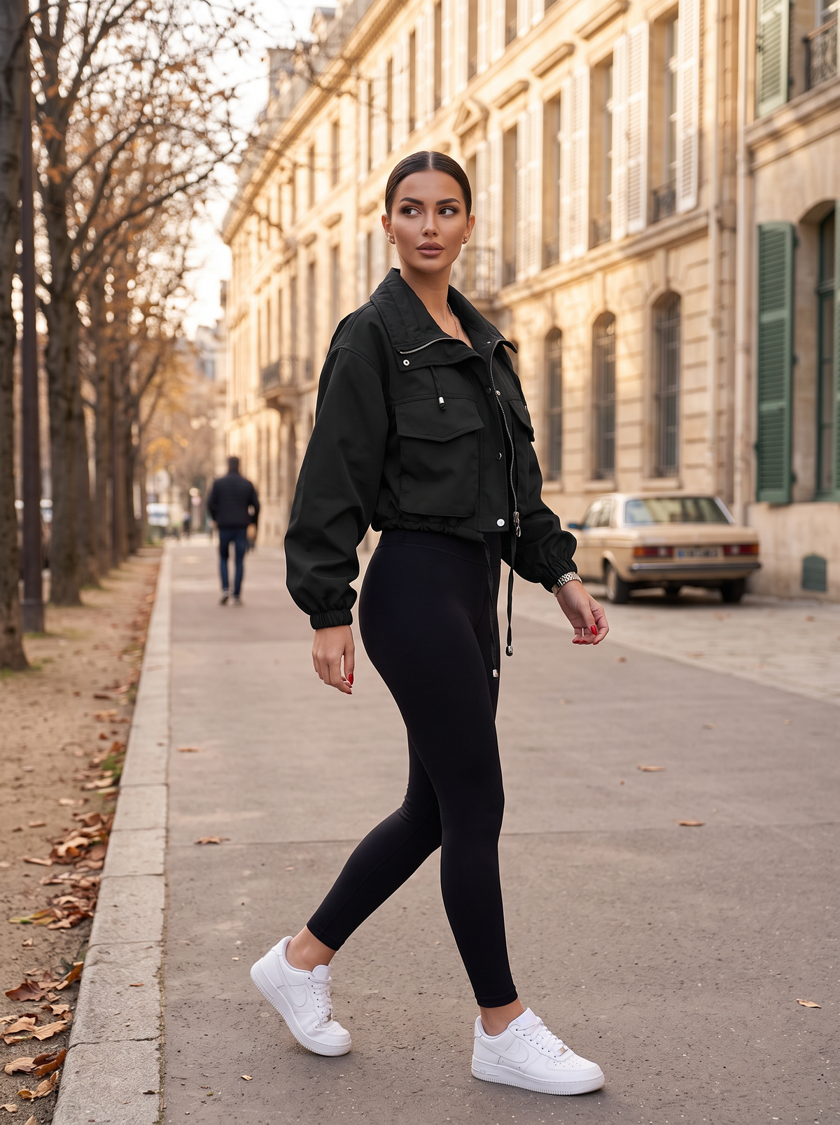 Chaqueta Sofía para Mujer – Cintura con cordón, Cierre de botones a presión y Bolsillos prácticos