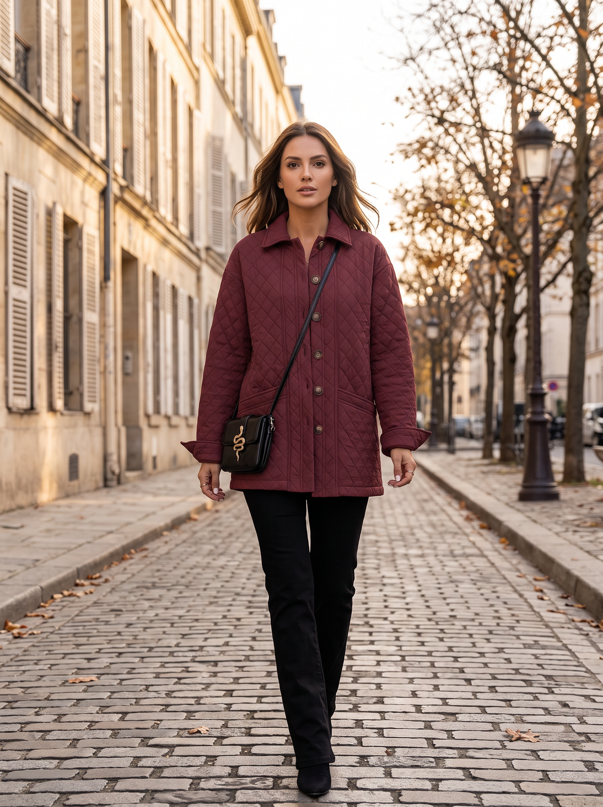 Chaqueta Alba para Mujer – Cierre de botones, Cuello mao y Bolsillos prácticos