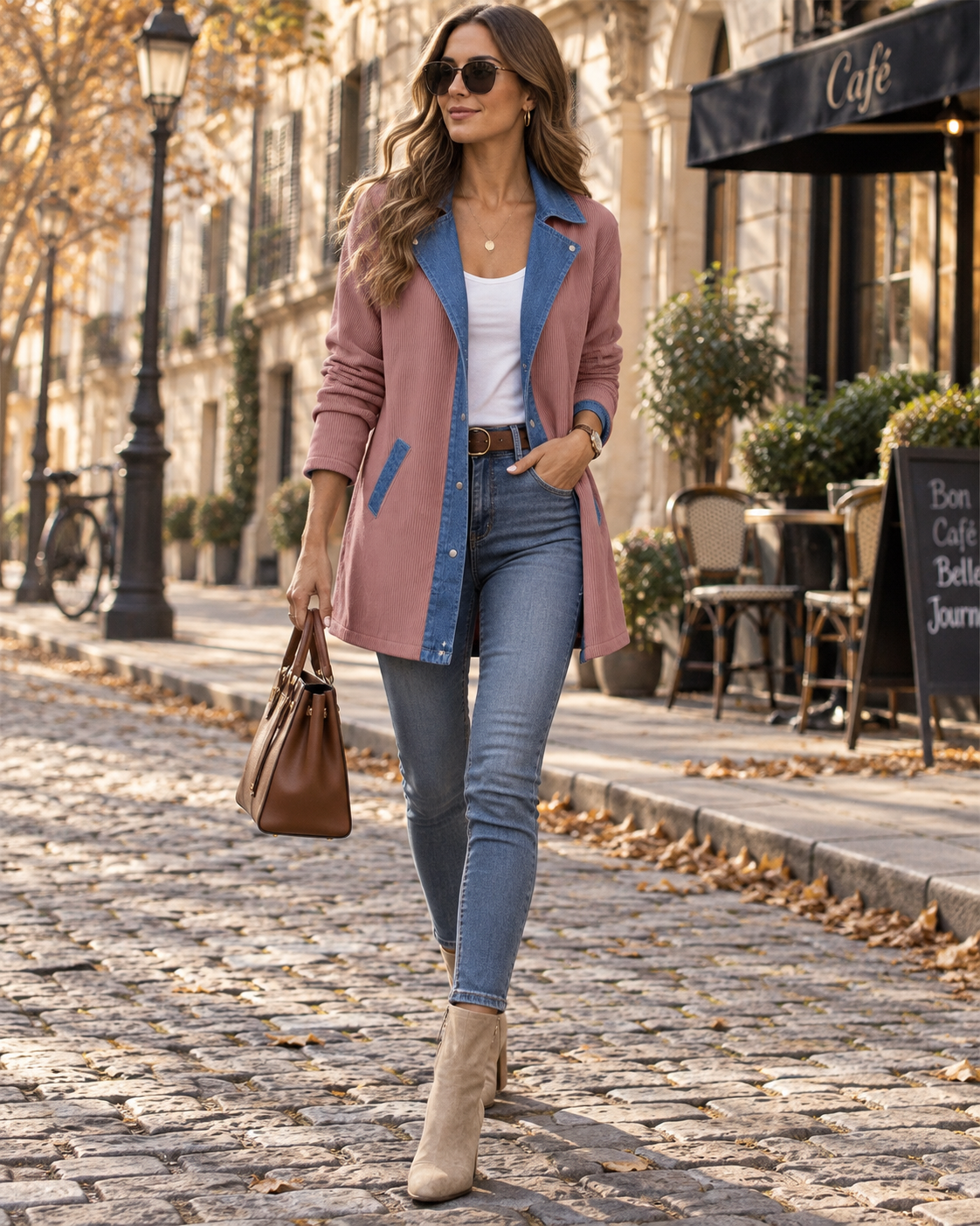 Chaqueta vaquera Amparo para Mujer – Solapa estructurada, Cierre de botones y Punto acanalado