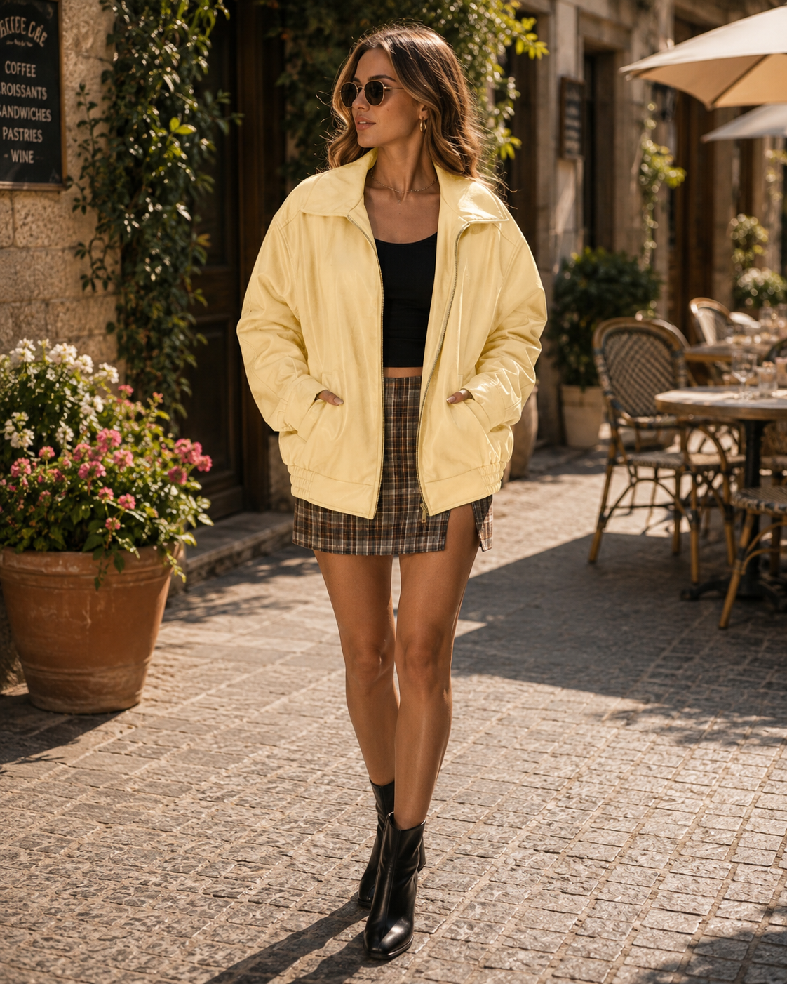 Chaqueta de piel Fátima para Mujer – Silueta holgada, Cierre de cremallera y Corte boyfriend