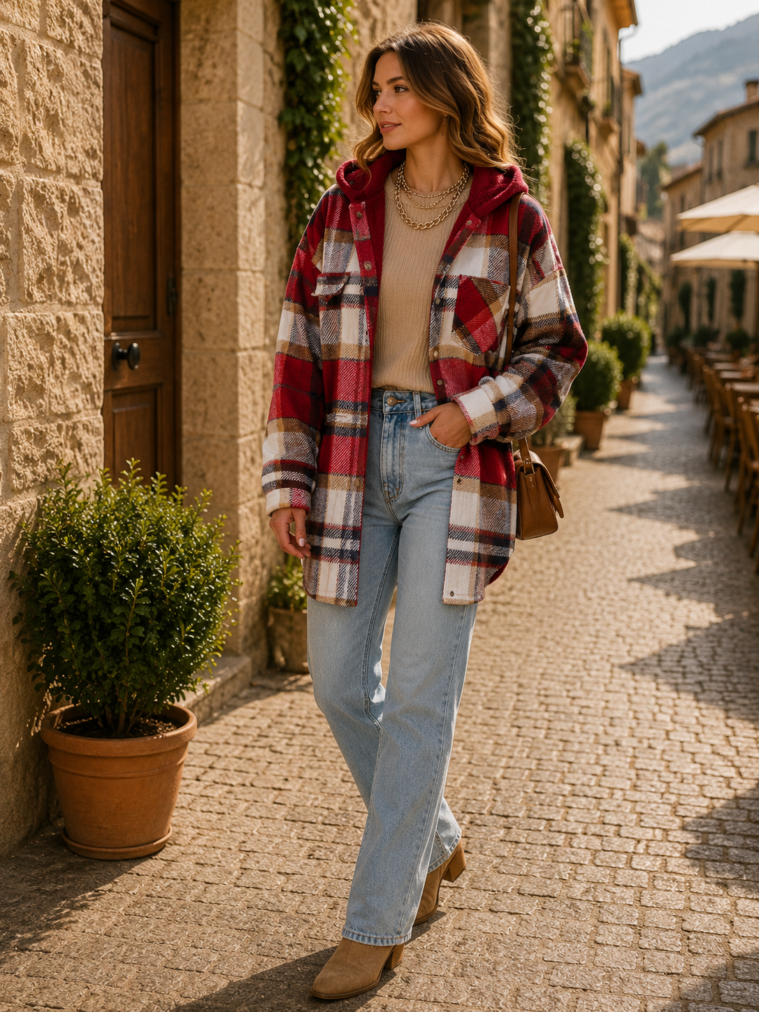 Camisa-chaqueta Valentina para Mujer – Silueta holgada, Cierre de botones y Hombros caídos