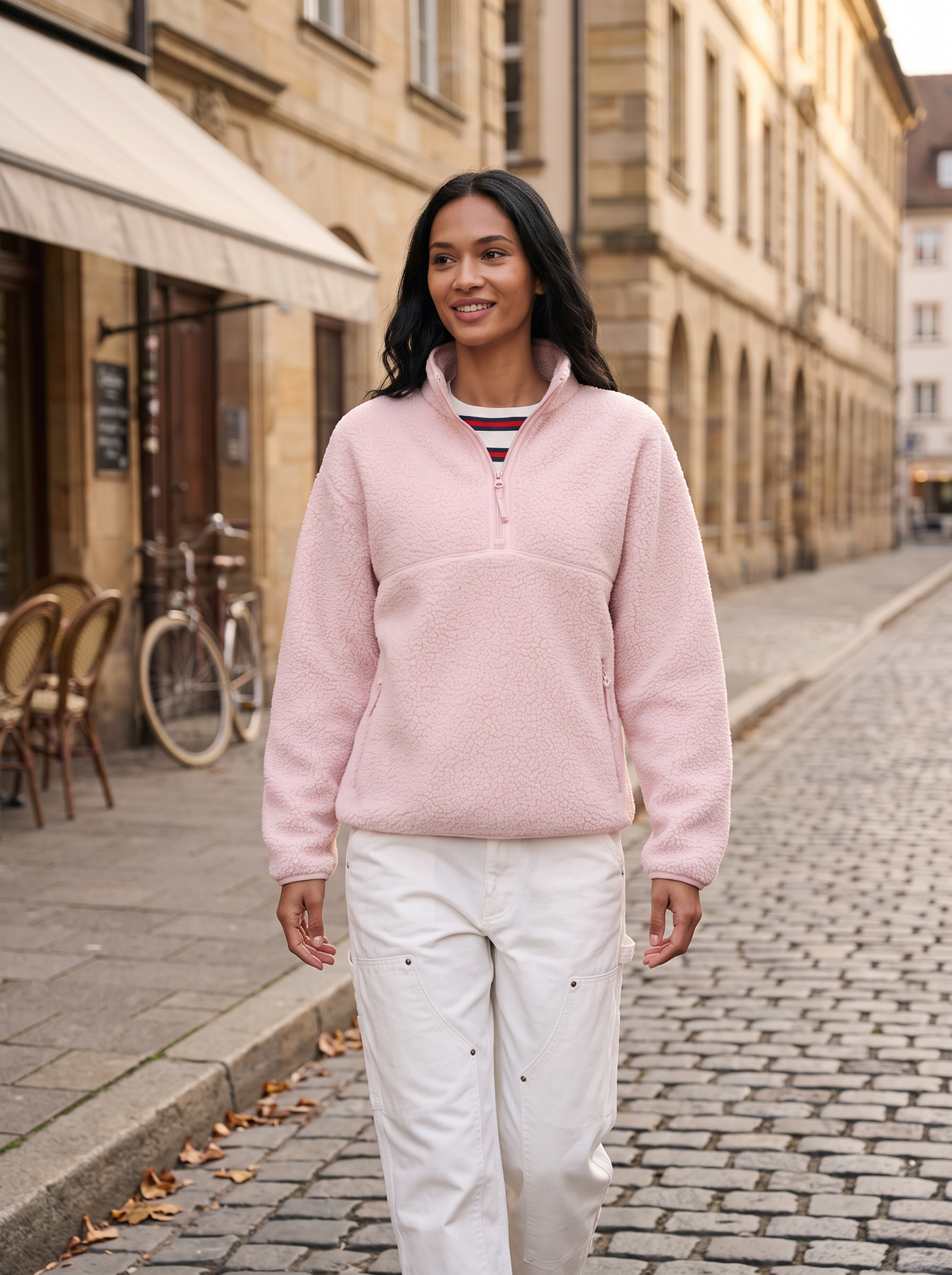 Jersey Selena para Mujer – Cuello mao, Hombros caídos y Bolsillos laterales