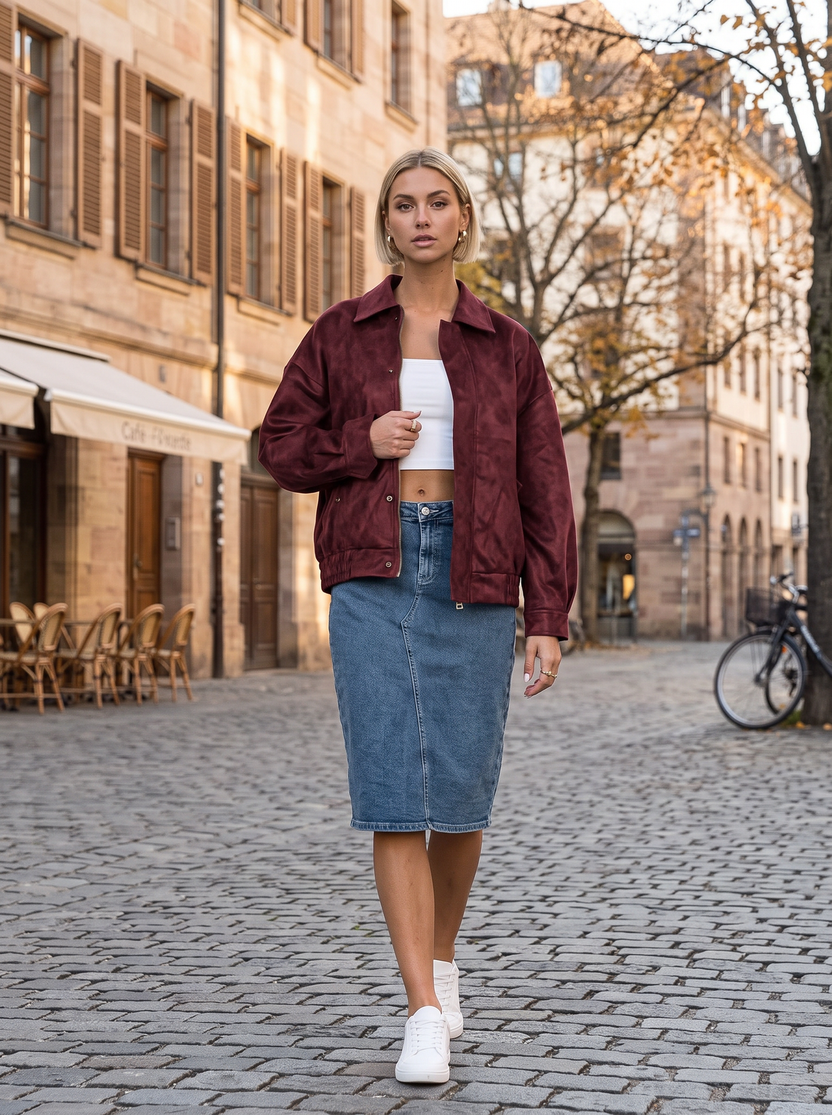 Chaqueta Victoria para Mujer – Silueta holgada, Bolsillos laterales y Mangas largas