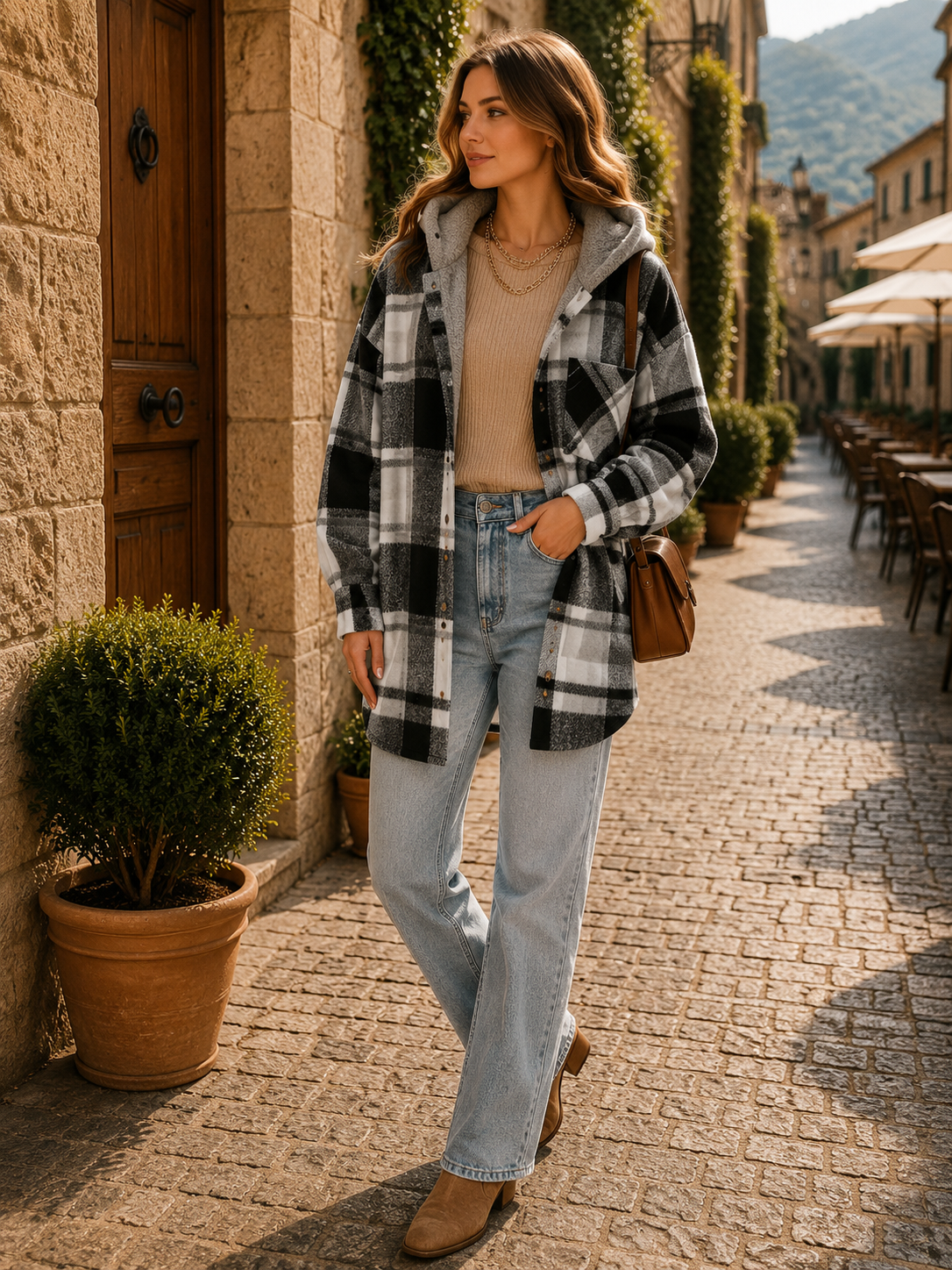 Camisa-chaqueta Valentina para Mujer – Silueta holgada, Cierre de botones y Hombros caídos