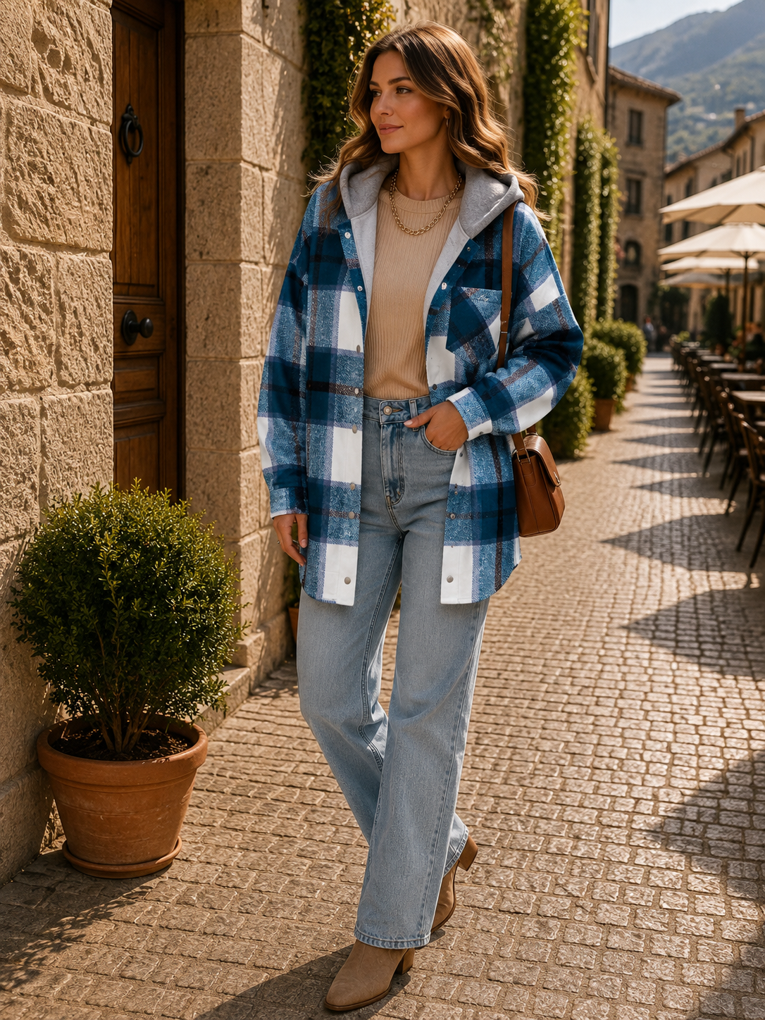 Camisa-chaqueta Valentina para Mujer – Silueta holgada, Cierre de botones y Hombros caídos