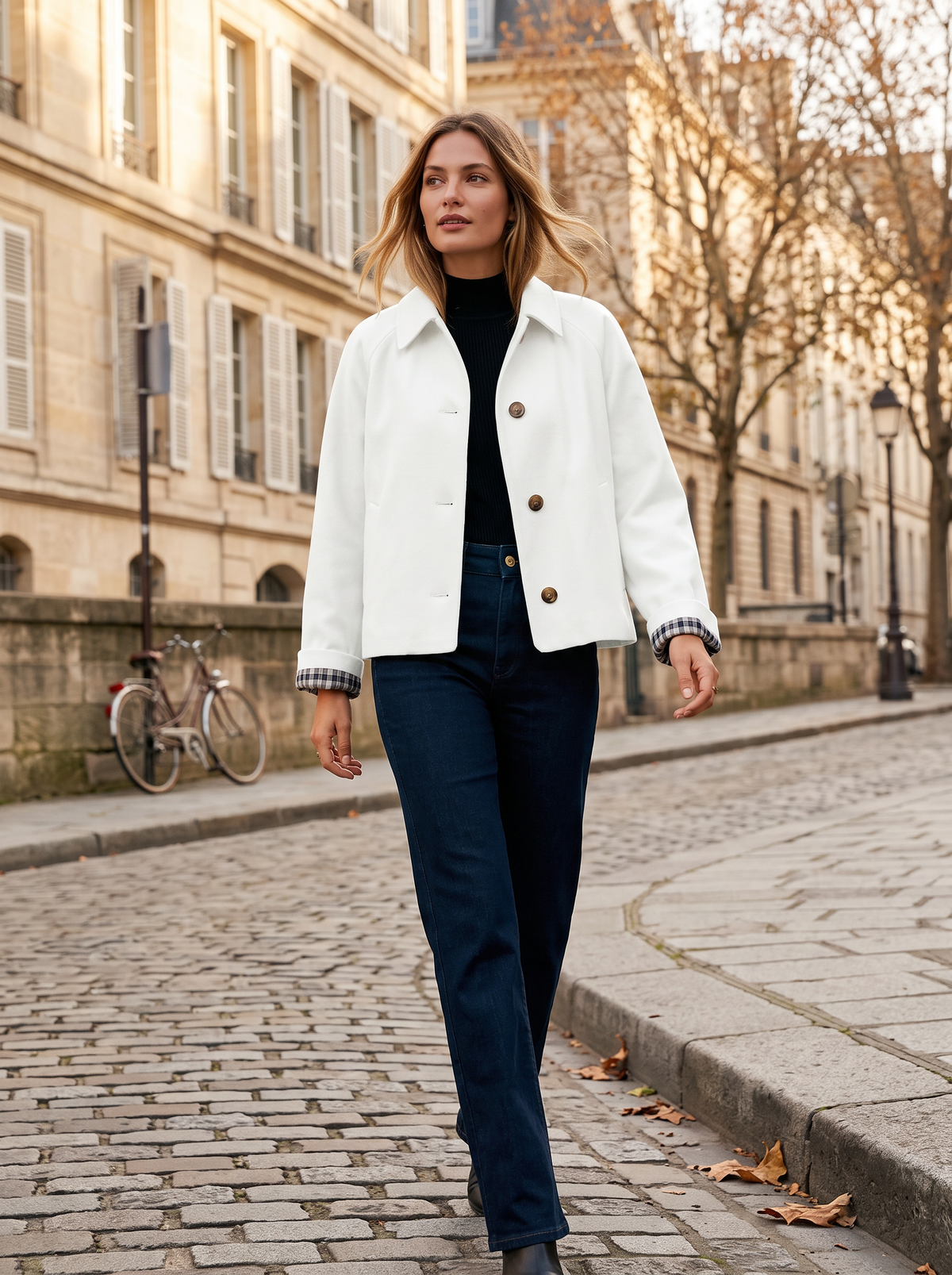 Chaqueta Noa para Mujer – Solapa estructurada, Bolsillos laterales y Mangas largas