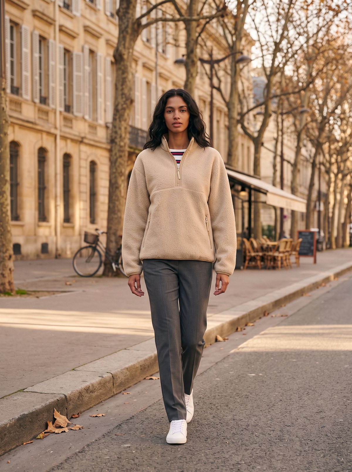 Jersey Selena para Mujer – Cuello mao, Hombros caídos y Bolsillos laterales