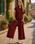 Conjunto de dos piezas Alba para Mujer – Pierna ancha, Bolsillos laterales y Silueta relajada