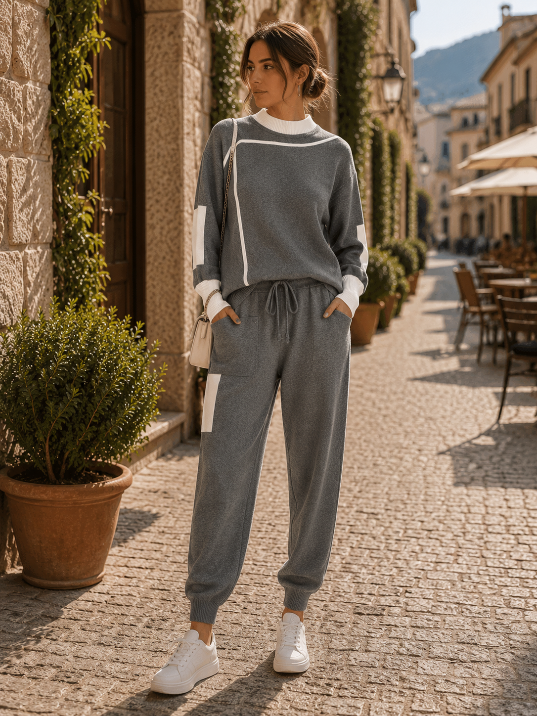 Conjunto de punto Blanca para Mujer – Corte cómodo, Punto suave y Corte holgado
