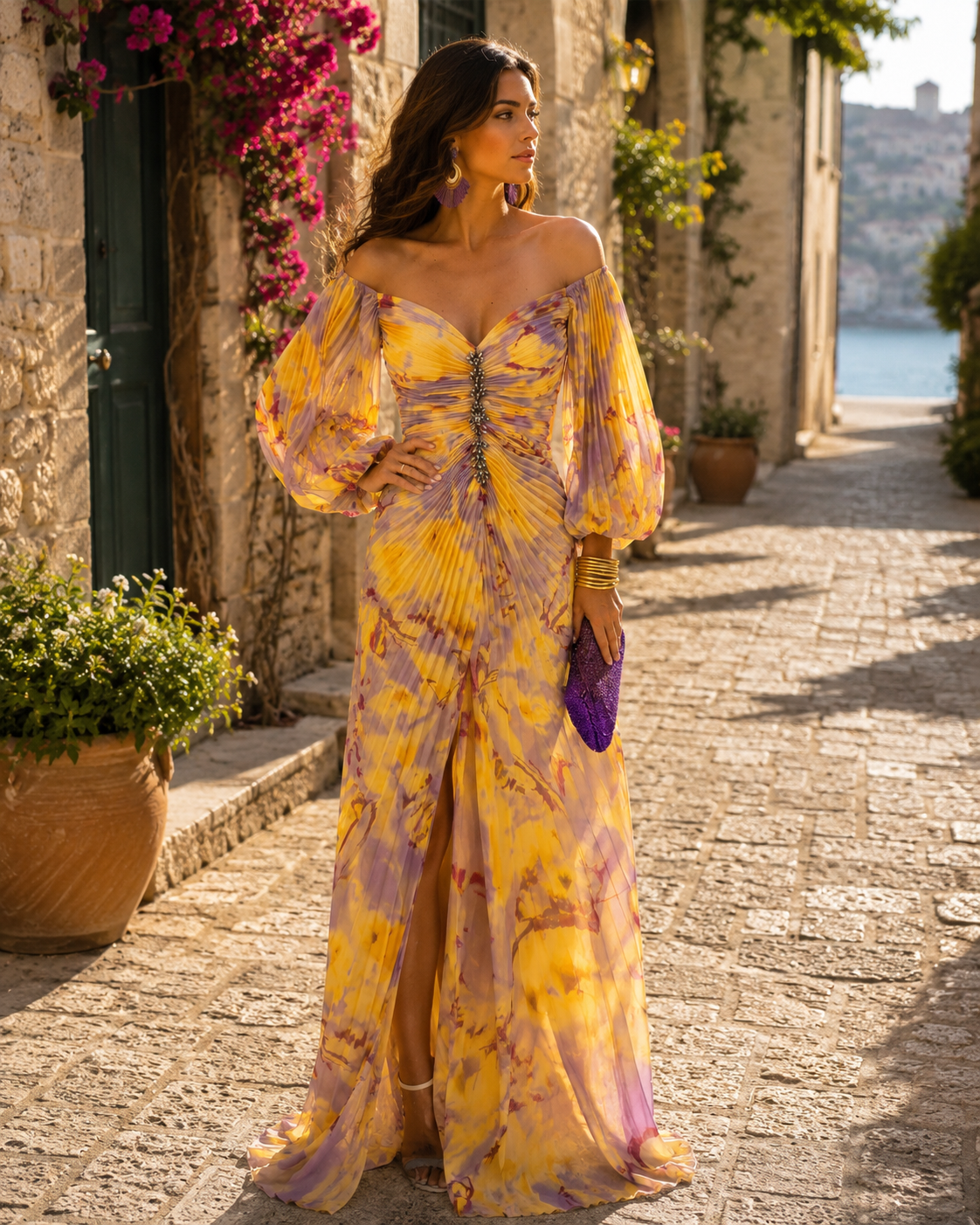 Vestido largo Diana para Mujer – Escote en V pronunciado, Elegante y Cálido