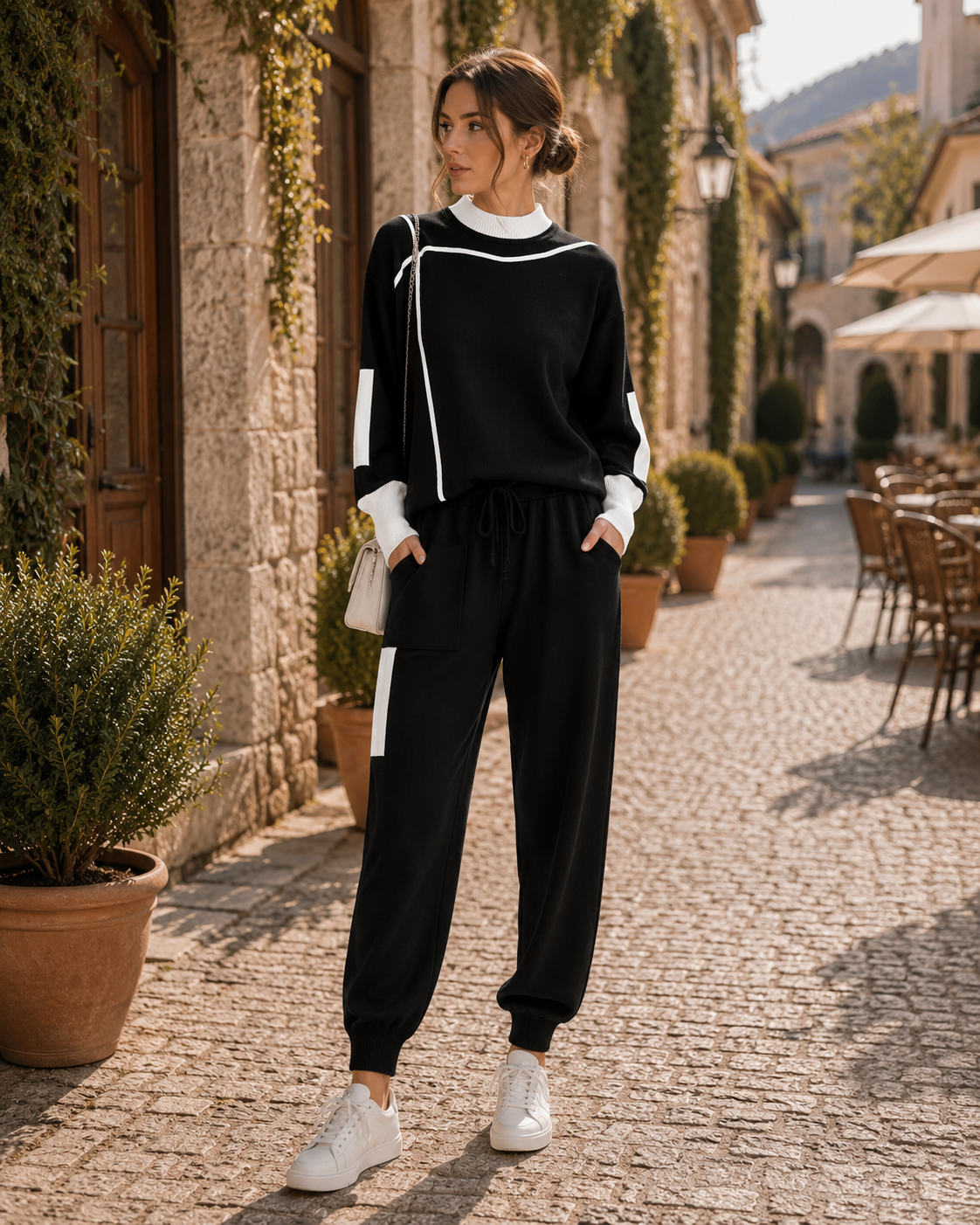 Conjunto de punto Blanca para Mujer – Corte cómodo, Punto suave y Corte holgado