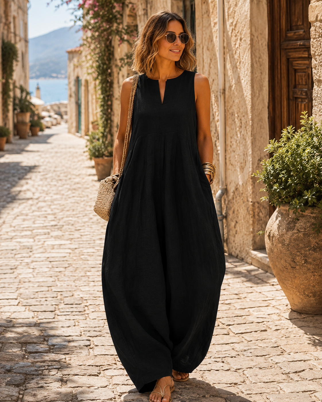 Traje Pilar para Mujer – Cuello en V, Bolsillos prácticos y Silueta relajada
