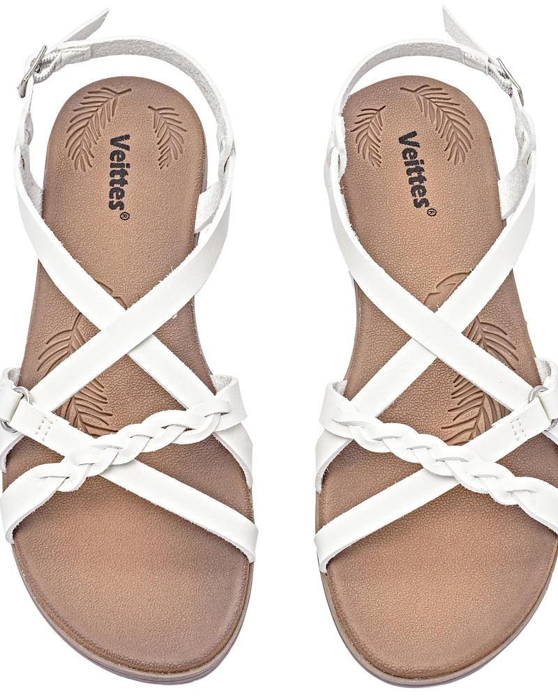 Naomi Sandales Plates Femme – Lanières Tressées, Sangle Ajustable et Semelle EVA