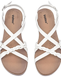 Naomi Sandales Plates Femme – Lanières Tressées, Sangle Ajustable et Semelle EVA