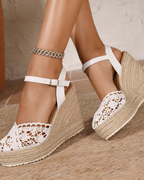 Ella Sandalias Mujer Espadrille – Cuña Cerrada, Correa Ajustable y Confort