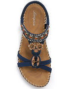 Ivy Sandalias Boho Mujer – T-Strap, Pedrería, Plantilla Acolchada y Suela TPR