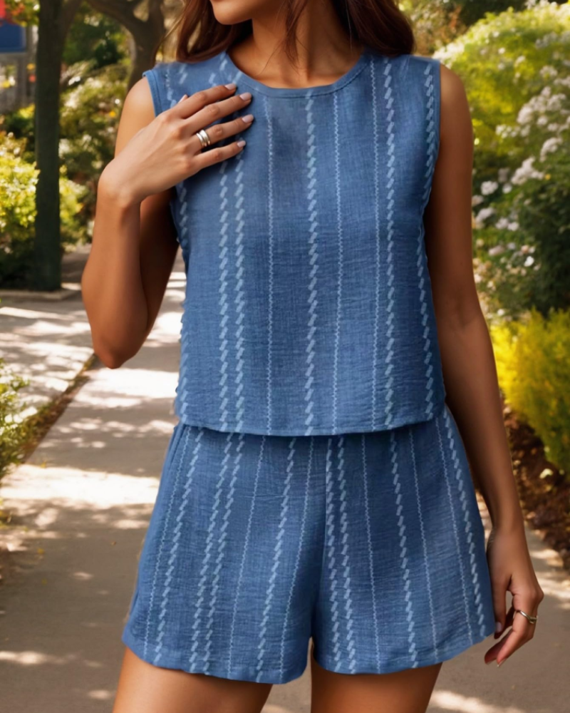 Erin Conjunto Verano Mujer – Dos Piezas, Tejido Elástico y Corte Relajado