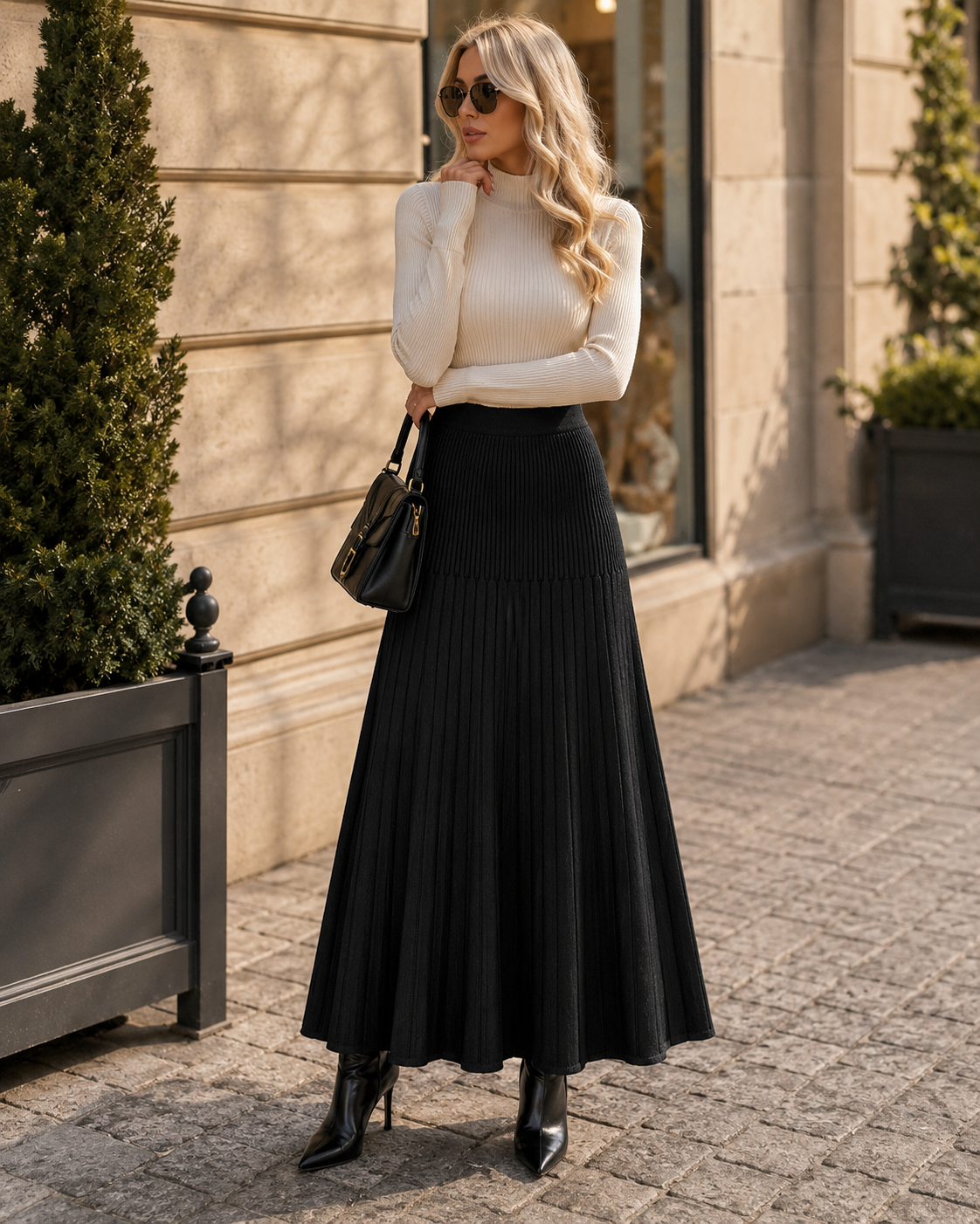 Falda Carmen para Mujer – Cintura alta, Punto suave y Cómodo