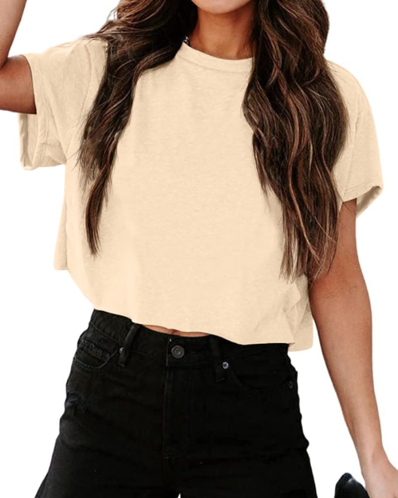 Talia Top Corto Gym Mujer – Oversize, Hombro Cut-Out y Tejido Elástico