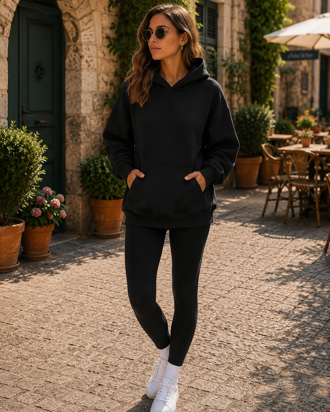 Sudadera con capucha Aroa para Mujer – Silueta holgada, Bolsillo canguro delantero y Hombros caídos