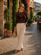 Top Manuela para Mujer – Mangas largas, Cuello redondo y Elegante