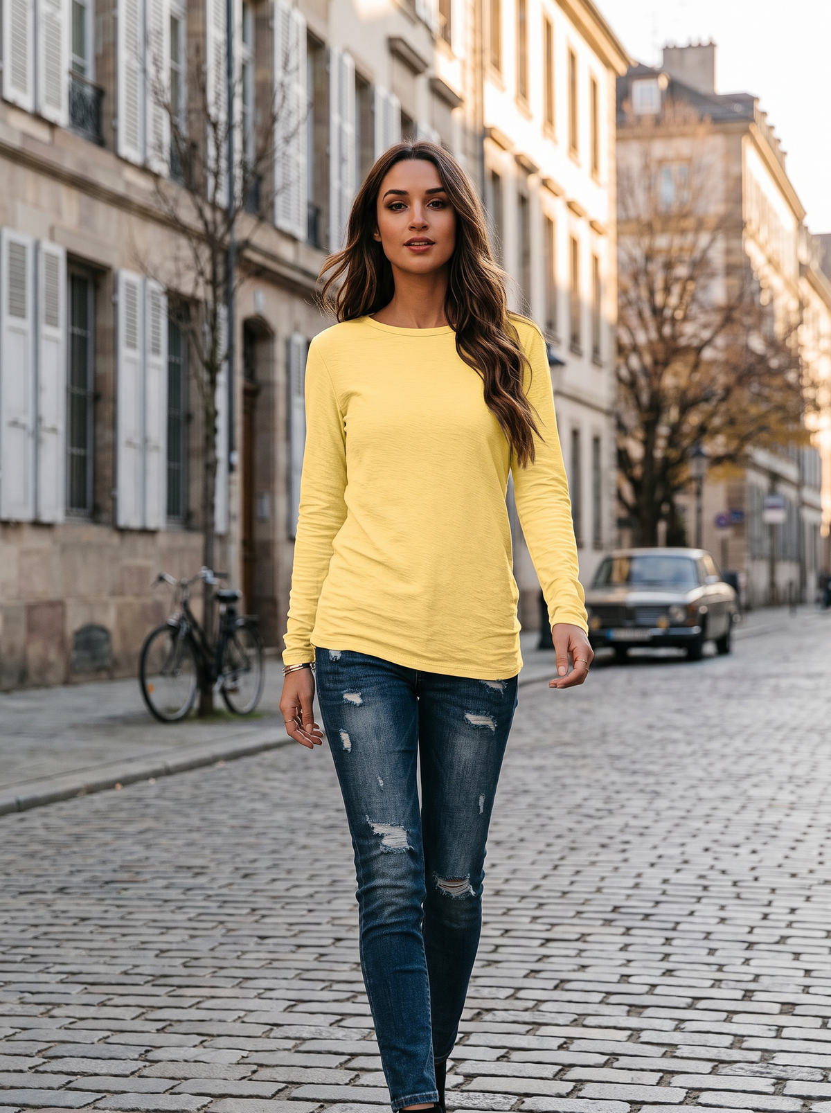 Top de cuello redondo Pilar para Mujer – Mangas largas, Elasticidad en 4 direcciones y Silueta entallada