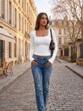 Top Diana para Mujer – Mangas largas, Tejido elástico y Silueta entallada