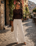 Top Manuela para Mujer – Mangas largas, Cuello redondo y Elegante