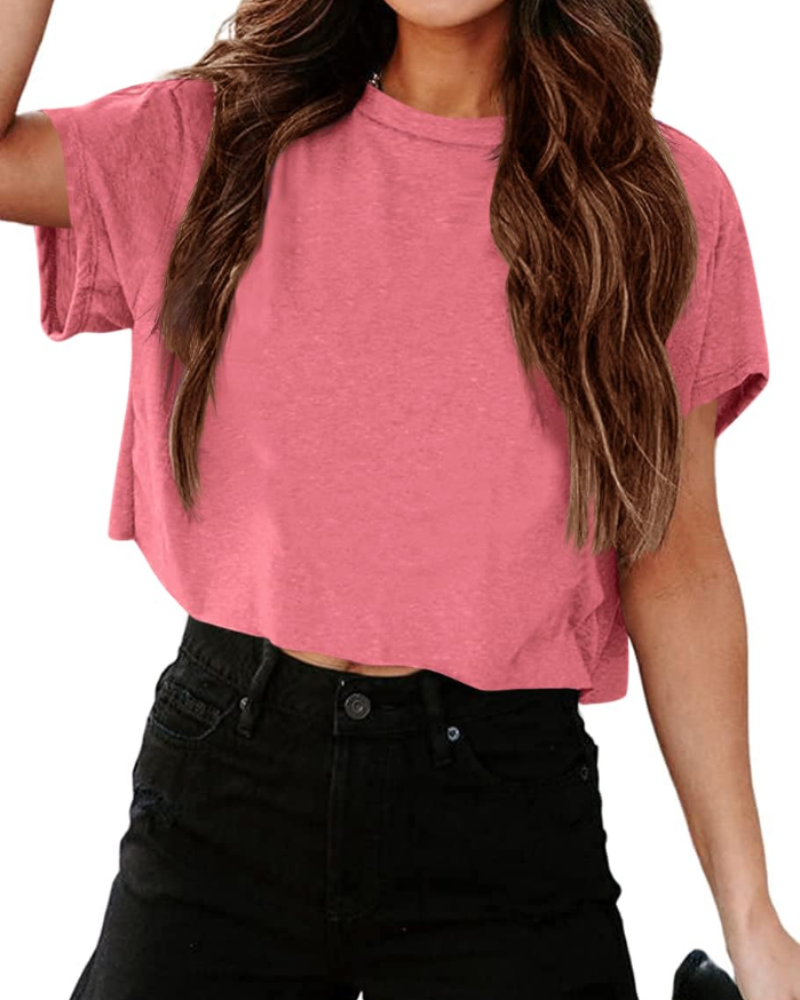 Talia Top Corto Gym Mujer – Oversize, Hombro Cut-Out y Tejido Elástico