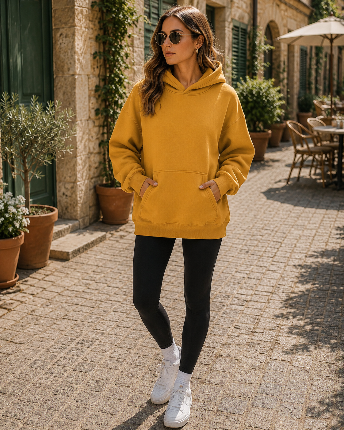 Sudadera con capucha Aroa para Mujer – Silueta holgada, Bolsillo canguro delantero y Hombros caídos