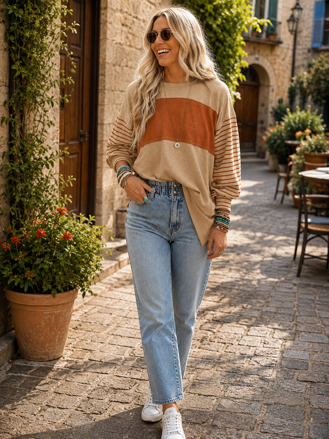 Túnica Leonor para Mujer – Mangas largas, Cuello redondo y Corte cómodo