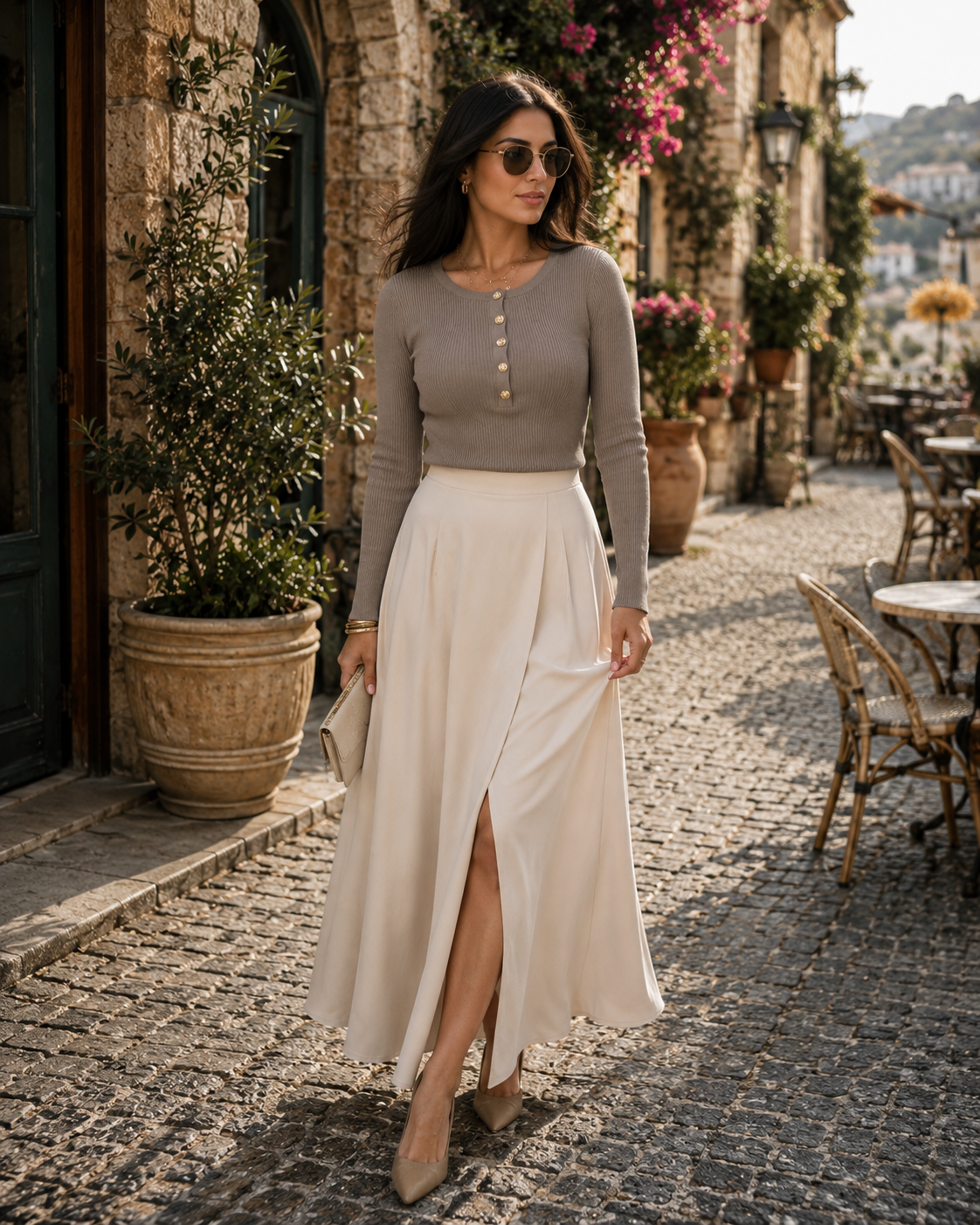 Top acanalado Ofelia para Mujer – Mangas largas, Cuello redondo y Estilo atemporal