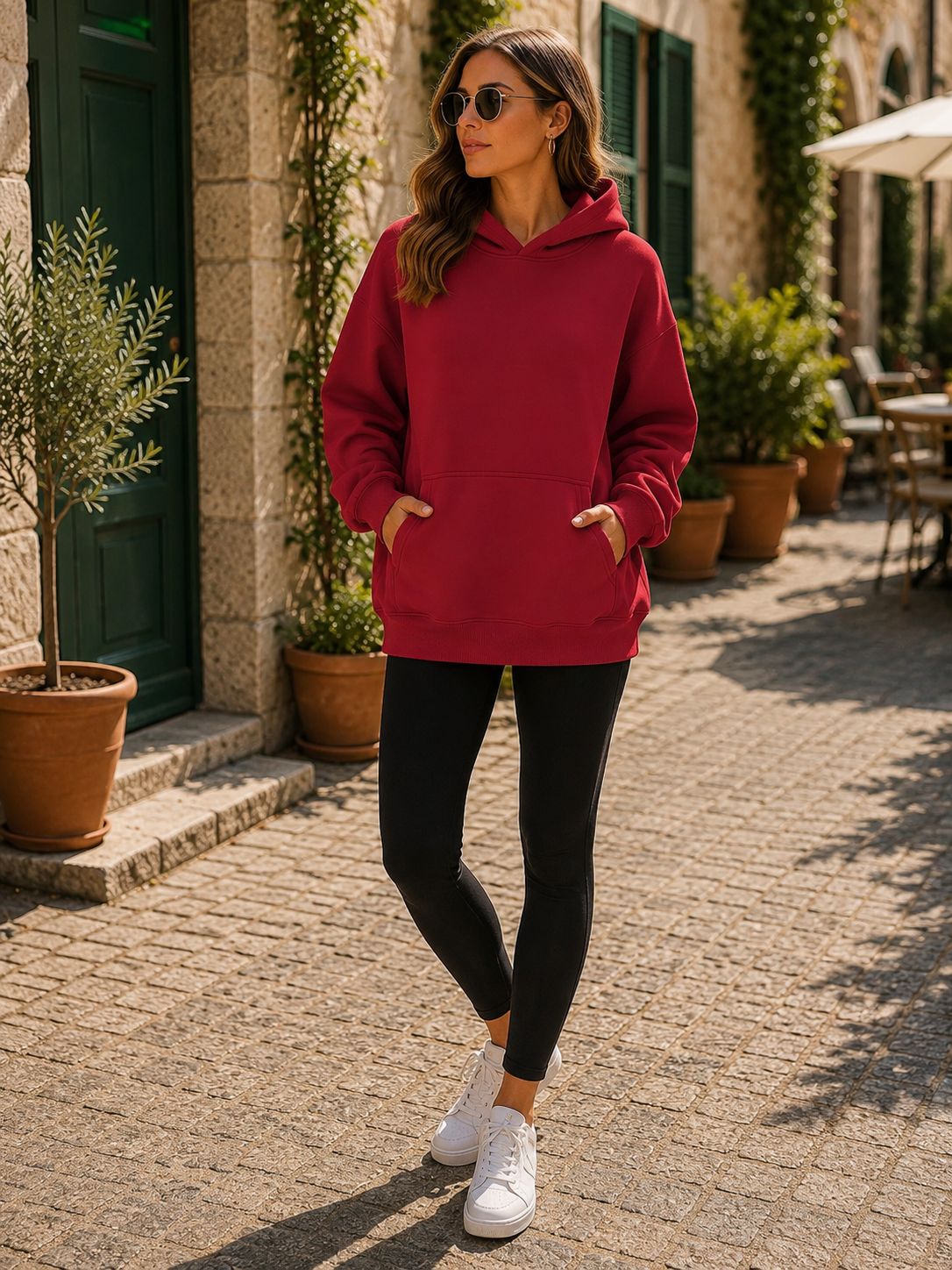 Sudadera con capucha Aroa para Mujer – Silueta holgada, Bolsillo canguro delantero y Hombros caídos