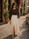 Top acanalado Ofelia para Mujer – Mangas largas, Cuello redondo y Estilo atemporal