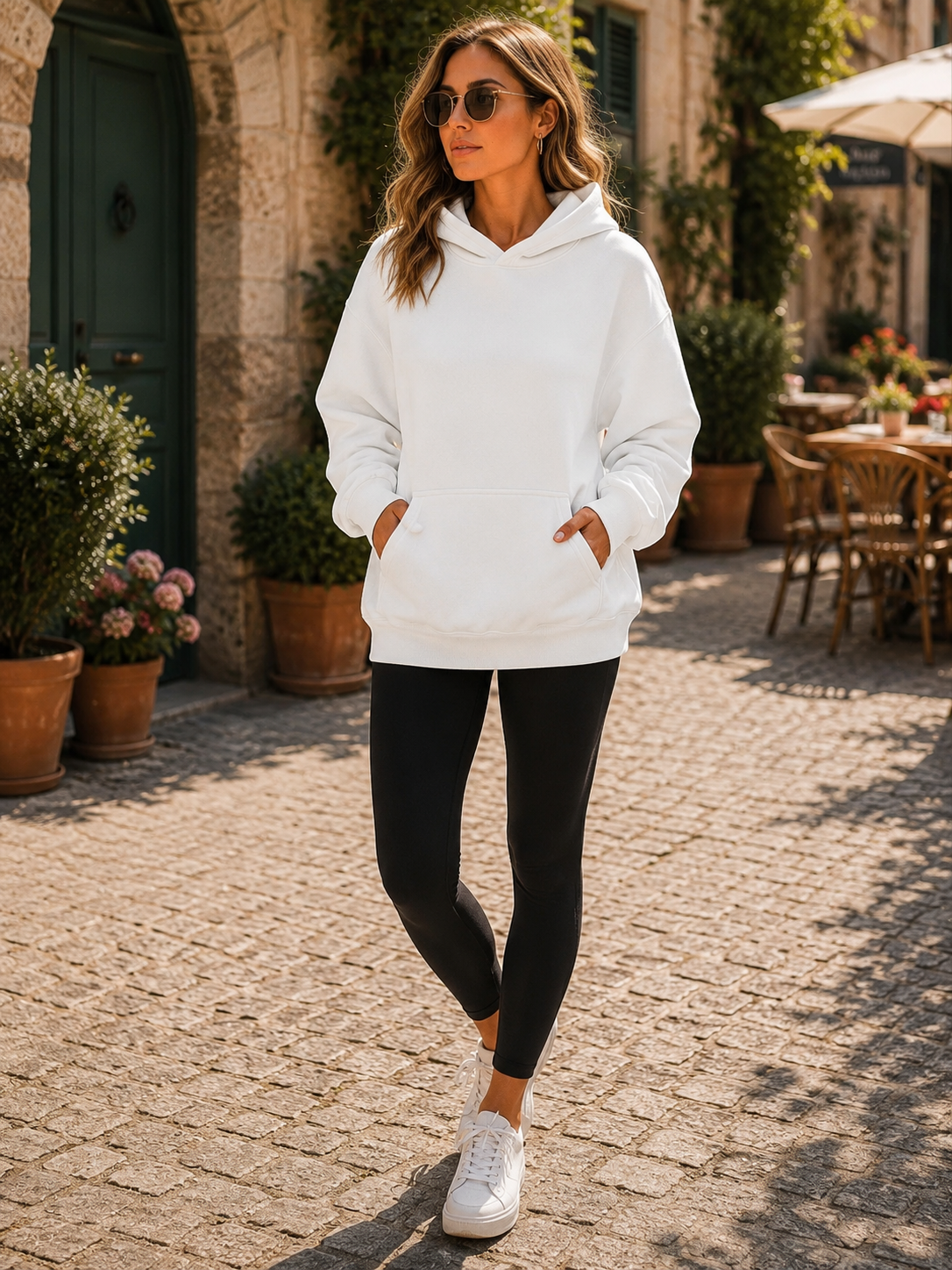 Sudadera con capucha Aroa para Mujer – Silueta holgada, Bolsillo canguro delantero y Hombros caídos